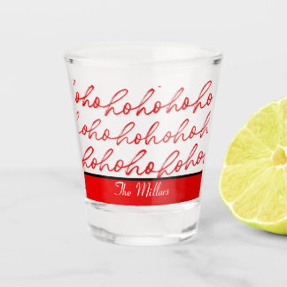 Modern Ho Ho Ho  Red and white Christmas Pattern Shot Glass