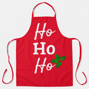 Modern Ho Ho Ho Red White Christmas All Over Print Apron
