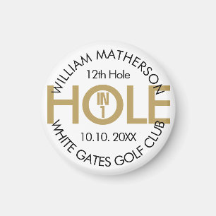 Modern Hole in One Black And Gold Magnet
