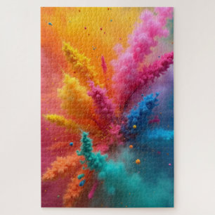 Modern Holi Colours in the Air Colourful Jigsaw Puzzle
