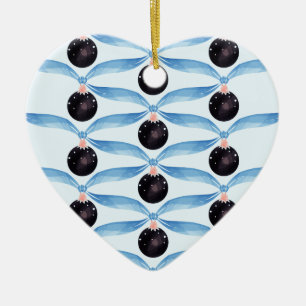 Modern Holiday Blue and Black Ceramic Ornament