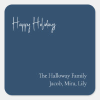 Modern Holiday | Blue Square Family Gift Sticker