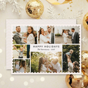Modern Holiday Card with Photo Collage