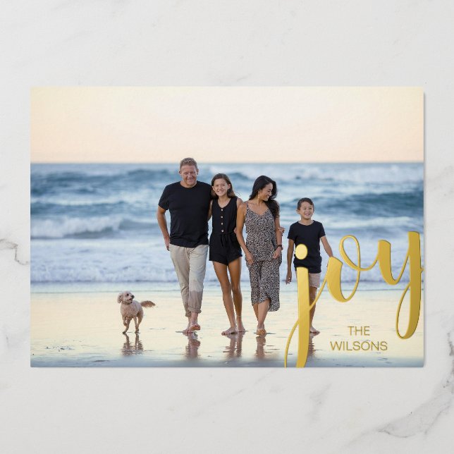 Modern Holiday Christmas Gold Foil JOY | Photo (Front)