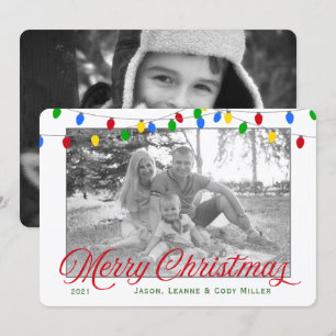 Modern Holiday Christmas Lights   2 Photo Card