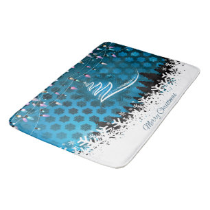 Modern Holiday Christmas Tree & Light Pattern Bath Mat