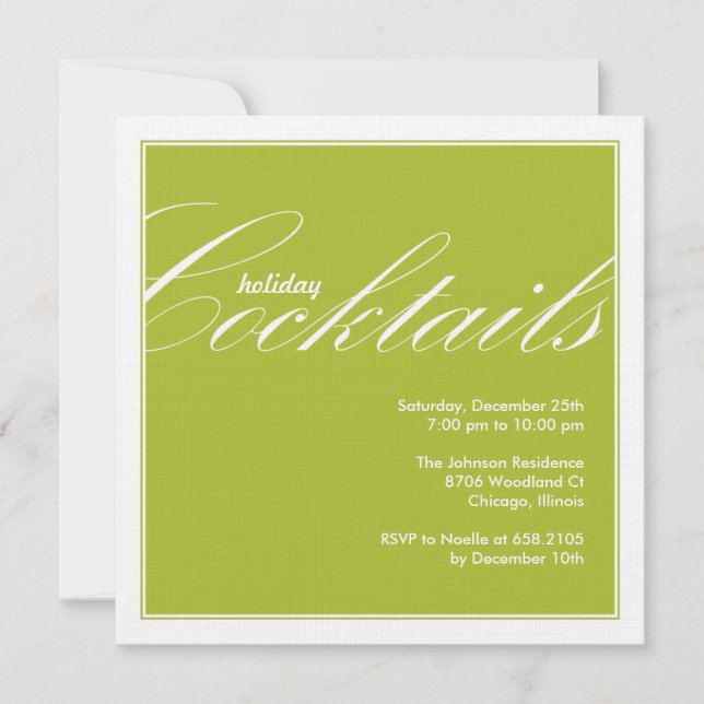 Modern Holiday Cocktail Party Invitation - Lime (Front)