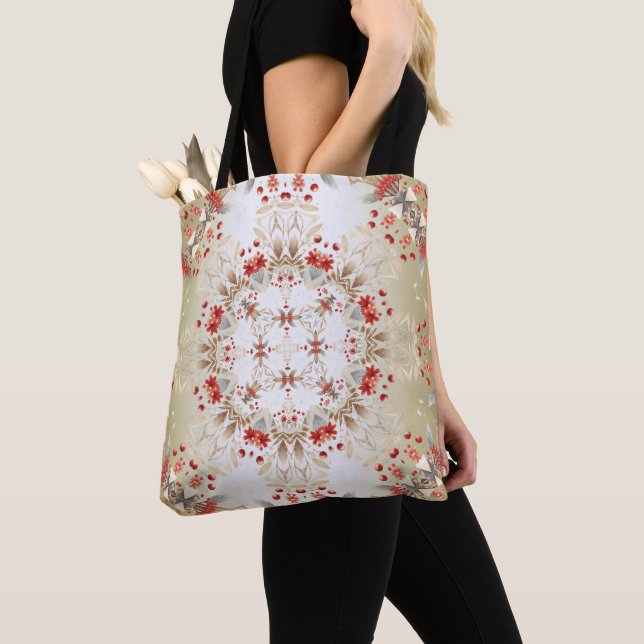 Modern Holiday Flowers Tote Bag (Close Up)