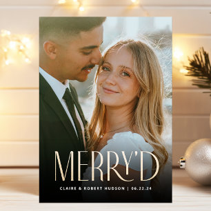 Modern Holiday Newlywed Wedding Announcement