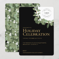 Modern Holiday Party Celebration Green Wreath gold