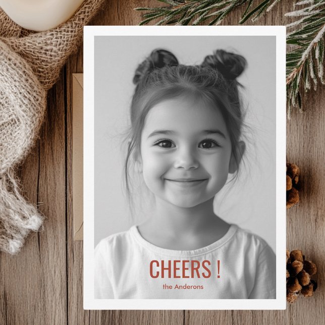  Modern Holiday Photo Card | Red Cheers (Creator Uploaded)