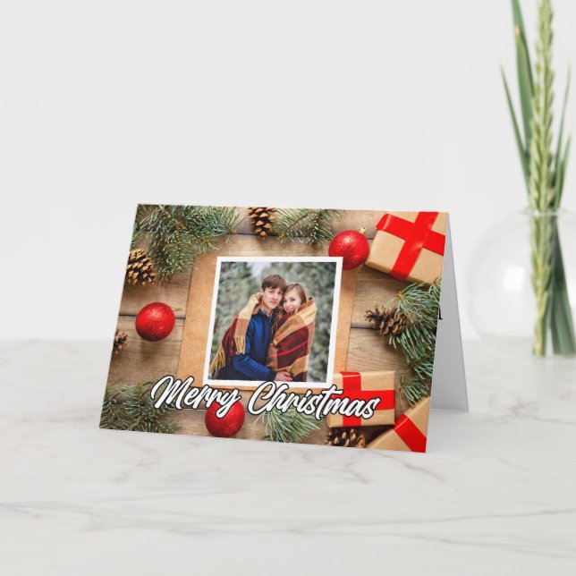 Modern Holiday Photo Template Merry Christmas (Front)