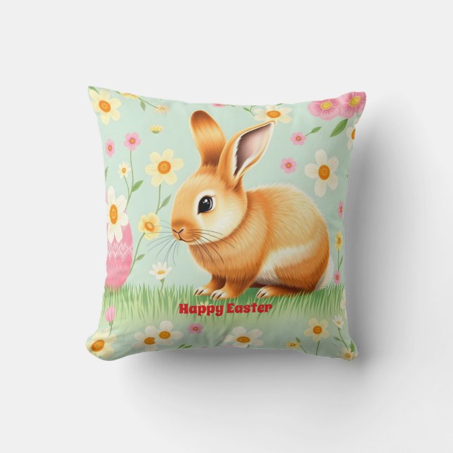 Modern Holiday Rabbit Easter Collection Throw Pillow (Front)