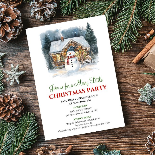 Modern Holiday Scene Watercolor Christmas Invite (Modern Holiday Scene Watercolor Christmas Invite)