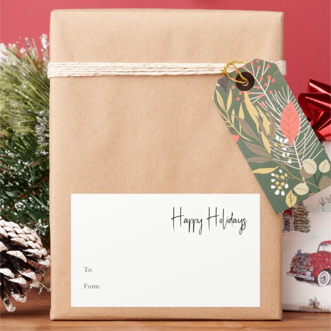 Modern Holiday Script Large Rectangle Gift Label (Holiday)