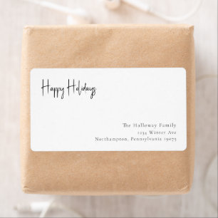 Modern Holiday Script Return Address Package Label