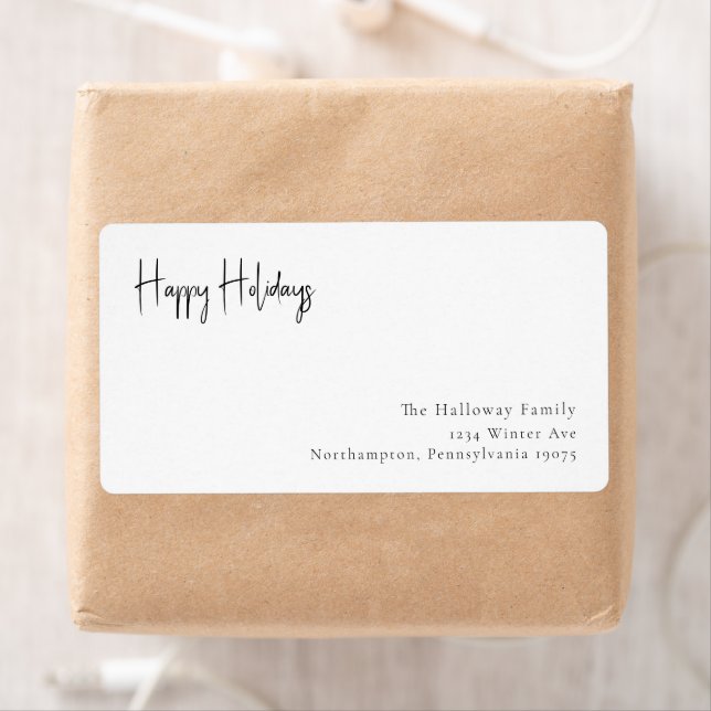 Modern Holiday Script Return Adresse Étiquette du  (En situation)