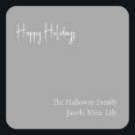 Modern Holiday | Silver Square Family Gift Sticker<br><div class="desc">This modern holiday | silver square family gift sticker is perfect for your minimalist shabby chic boho silver and white holiday greeting. The minimal whimsical handwritten calligraphy is delicate and rustic while staying classy and elegant. You will find that everything about this product is editable, so feel free to add...</div>