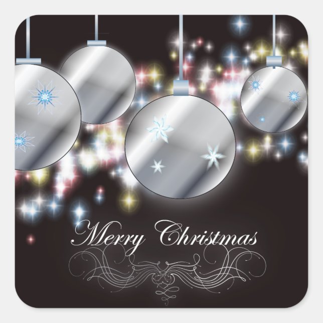 Modern Holiday sparkling ornament Christmas Square Sticker (Front)