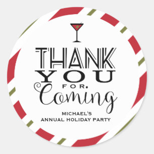 Modern Holiday, Thank You Classic Round Sticker