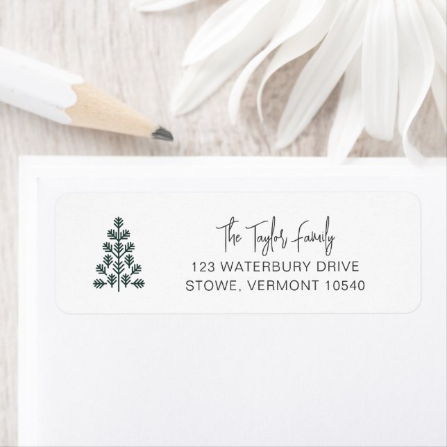 Modern Holiday Tree Green Return Address (Insitu)