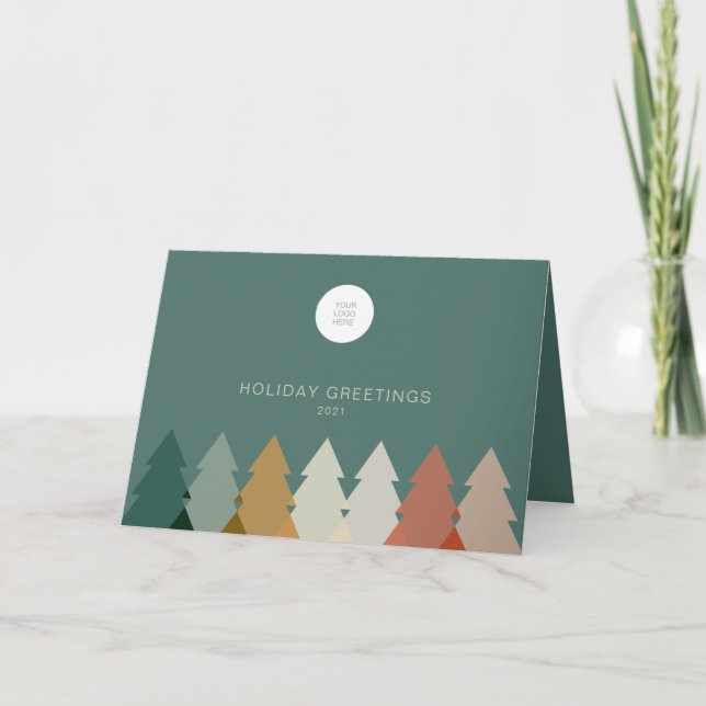 Modern Holiday Tree With Logo Folded Business  (Front)
