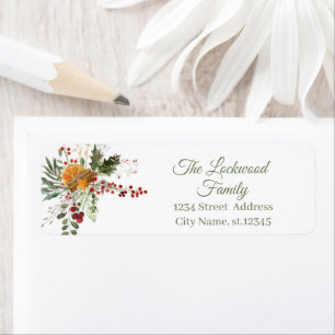 Modern Holiday Watercolor Greenery Return Address
