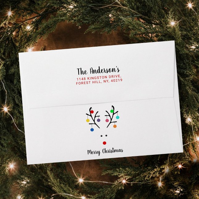 Modern Holiday Whimsical Reindeer Christmas Envelope (Creator Uploaded)