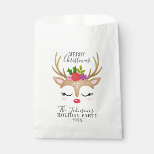 Modern Holiday Whimsical Reindeer Christmas Favour Bag
