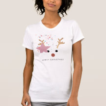Modern Holiday Whimsical Reindeer Christmas T-Shir