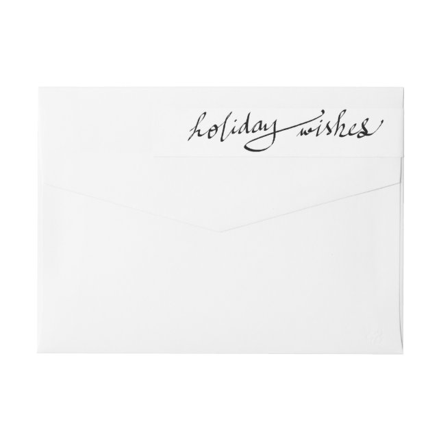Modern Holiday Wishes Black Calligraphy Script Wrap Around Label (Back)