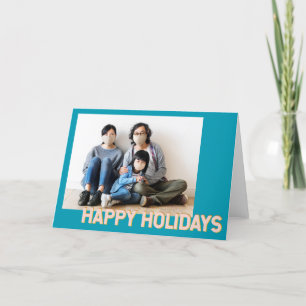 Modern Holidays Geometric Design Turquoise Photo Holiday Card