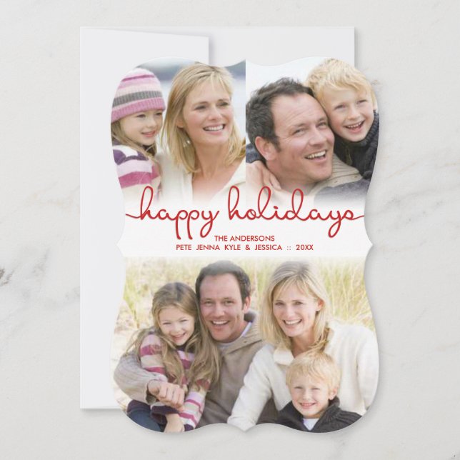 Modern Holidays Hand Lettered Script Flat Photo Holiday Card (Front)