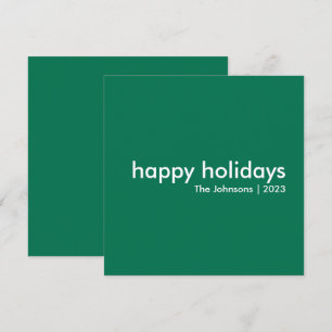 Modern Holidays Minimalist Happy Christmas Green Holiday Card