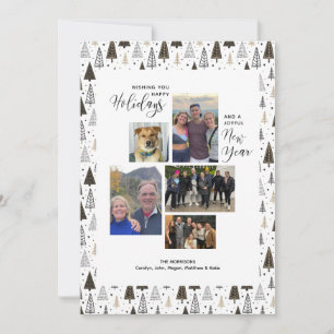 Modern Holidays New Years Photo Collage Hand Drawn Holiday Card