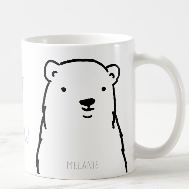Modern Holidays Winter Polar Bear  Custom Coffee Mug ("Everyday is abundantly beautiful." 
Sincerely Best Wishes from Lucky Design World)