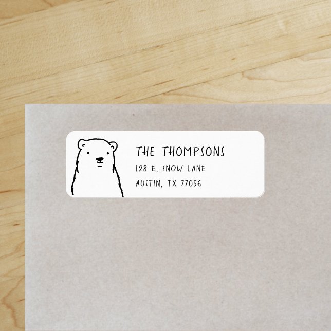 Modern Holidays Winter Polar Bear Return Address ("Everyday is abundantly beautiful." 
Sincerely Best Wishes from Lucky Design World)