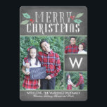 Modern Hollies Collection Holiday Card<br><div class="desc">This 3-photo Christmas card features a monogram and a simple and sweet sentiment,  all on a chalkboard background.</div>