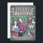 Modern Hollies Collection Holiday Card<br><div class="desc">This 3-photo Christmas card features a monogram and a simple and sweet sentiment,  all on a chalkboard background.</div>