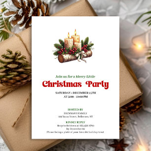 Modern Holly Berries Candles Christmas Invitation