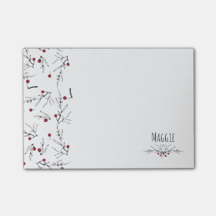 Modern Holly Berries, Holiday Post-it Notes