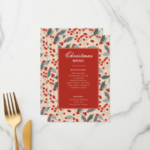 Modern Holly Berry Christmas Party  Menu