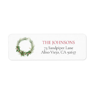Modern Holly Berry Greenery Wreath Adresse de reto