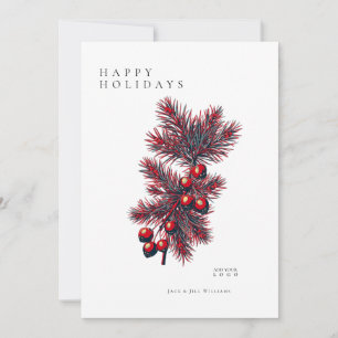 Modern Holly Berry Hope Poster Corporate Christmas Thank You Card