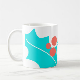 Modern Holly Berry Mug Turquoise and Coral