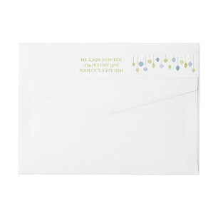 Modern Holly Jolly Minimalist Holiday Baubles Wrap Around Label