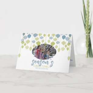 Modern Holly Jolly PHOTO  Holiday Baubles Card