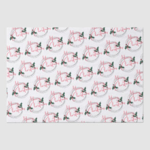 Modern Holly Wreath Merry Christmas Tissue Paper