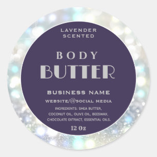 Modern holograph sparkle  body butter label