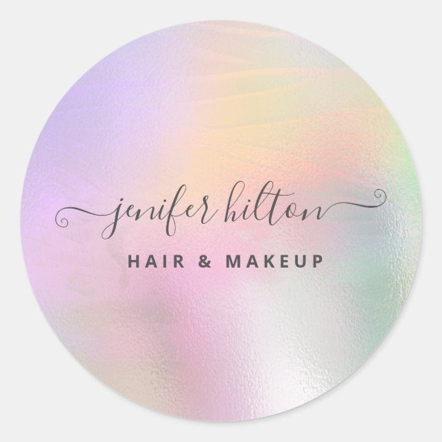 Modern holographic  abstract signature  classic round sticker (Front)